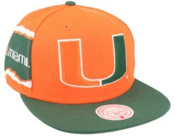 University Of Miami Jumbotron Ncaa Orange/Green Snapback - Mitchell & Ness