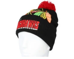 Chicago Blackhawks Punch Out Knit Black Pom - Mitchell & Ness -Mitchell & Ness 195563580967 3