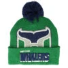 Hartford Whalers Punch Out Knit Green Pom - Mitchell & Ness