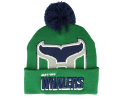 Hartford Whalers Punch Out Knit Green Pom - Mitchell & Ness
