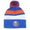New York Islanders Stripe Pom Knit Blue Pom - Mitchell & Ness