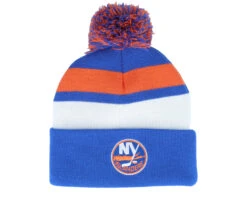 New York Islanders Stripe Pom Knit Blue Pom - Mitchell & Ness