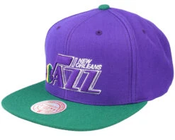 New Orleans Jazz Team 2 Tone Purple/Green Snapback - Mitchell & Ness