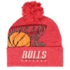 Chicago Bulls Freethrow Knit Hwc Red Pom - Mitchell & Ness