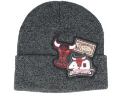 Chicago Bulls XL Logo Patch Knit Heather Black Cuff - Mitchell & Ness