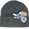 Charlotte Hornets XL Logo Patch Knit Heather Black Cuff - Mitchell & Ness