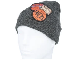 New York Knicks XL Logo Patch Knit Heather Black Cuff - Mitchell & Ness -Mitchell & Ness 196294179215 3
