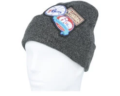 Philadelphia 76ers XL Logo Patch Knit Heather Black Cuff - Mitchell & Ness -Mitchell & Ness 196294179239 3