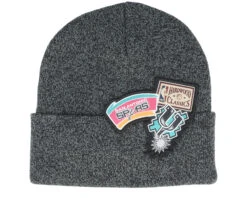 San Antonio Spurs XL Logo Patch Knit Heather Black Cuff - Mitchell & Ness