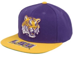 Louisiana State Univeristy Tigers Logo Bill Purple/Yellow Snapback - Mitchell & Ness