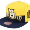 Marquette University Half & Half Navy/Yellow Snapback - Mitchell & Ness
