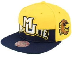 Marquette University Half & Half Navy/Yellow Snapback - Mitchell & Ness