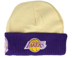 Los Angeles Lakers Side Patch Knit Off White Cuff - Mitchell & Ness