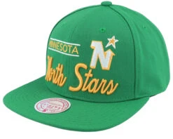 Minnesota North Stars Retro Lock Up Green Snapback - Mitchell & Ness