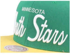 Minnesota North Stars Vintage Script Green/Yellow Snapback - Mitchell & Ness -Mitchell & Ness 196294848609 6