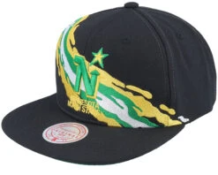 Minnesota North Stars Vintage Paintbrush Black Snapback - Mitchell & Ness