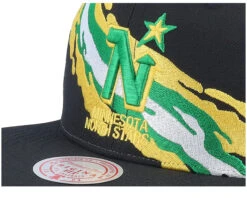 Minnesota North Stars Vintage Paintbrush Black Snapback - Mitchell & Ness -Mitchell & Ness 196294848616 6