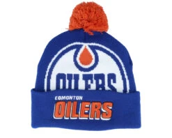 Edmonton Oilers Punch Out Knit Navy Pom - Mitchell & Ness