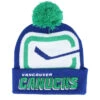 Vancouver Canucks Punch Out Knit Blue Pom - Mitchell & Ness