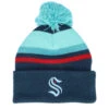 Seattle Kraken Stripe Knit Navy/Teal Pom - Mitchell & Ness