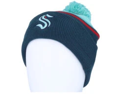 Seattle Kraken Stripe Knit Navy/Teal Pom - Mitchell & Ness -Mitchell & Ness 196294941867 3