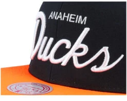 Anaheim Ducks Vintage Script Black/Orange Snapback - Mitchell & Ness -Mitchell & Ness 196294995792 6