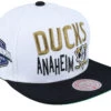 Anaheim Ducks Toss Up White/Black Snapback - Mitchell & Ness
