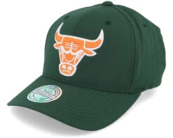 Chicago Bulls Orange And White Logo Dark Green 110 Adjustable - Mitchell & Ness