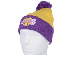 Los Angeles Lakers Two Tone Pom Beanie Yellow/Purple Pom - Mitchell & Ness -Mitchell & Ness HS2124338 3